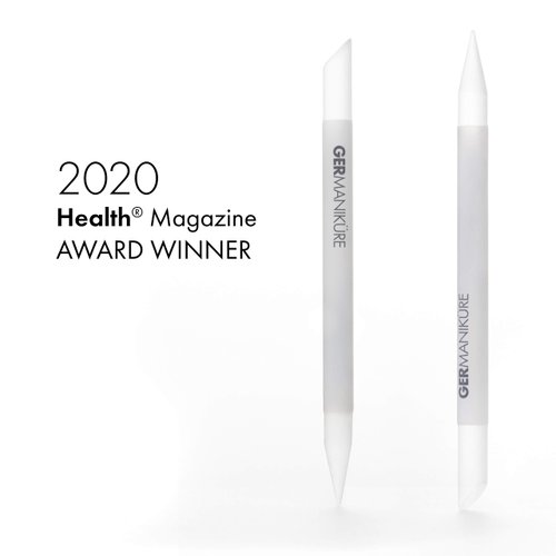 GERMANIKURE Crystal Glass Cuticle Stick & Black Nail File Set in Suede Leather Case – Handmade in Czech Republic – Professional Manicure Supplies – Cuticle Pusher, Callous Remover