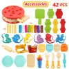 Color Dough Set Birthday Cake Color Dough Kitchen Creations Hamburger Maker Tools Kit for Kids Ages 4-8, Birthday Party Pretend Toys Gift,42 Pieces, with Candles and Dino Cookies