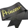 NAUXIUDSJS Birthday Sash for Women, Birthday Princess Glitter Black Sash with Foil Letter, Party Favors Supplies for 18th 21st 30th 40th 50th 60th 70th 80th or Any Bday Party,Black
