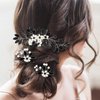 Yeshone 5 Pieces Wedding Hair Comb Bridal Hair Pins Crystal Pearl Hair Accessories Rhinestone Flower Hair Piece for Wedding Bride Women(Black,Classic Style)