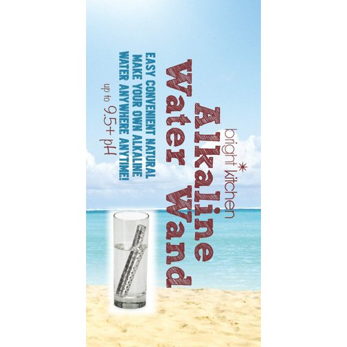 Alkaline Water Stick Wand Naturally Raise pH 9.5 Adds Tourmaline, Maifan, Muyu, Far Infrared Stone Reduces ORP Bright Kitchen Reusable Portable Make Your Own Mineral Water 100 gallons (Alkaline Wand)