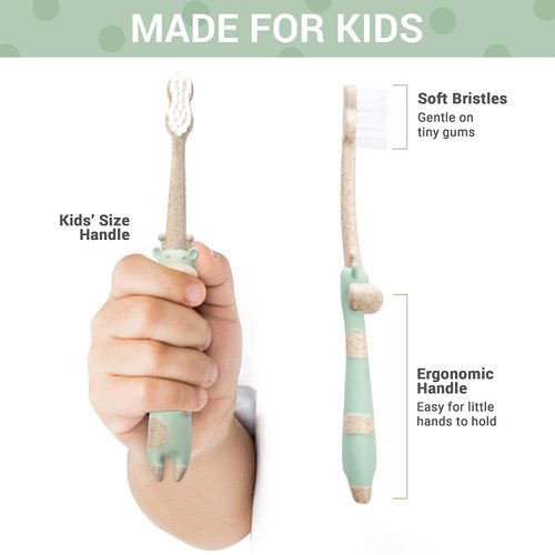ANPEI ROARex Vegan Eco Friendly All Natural Kids Toothbrush Made from Plants – Sweet Baby Giraffe | 100% Biodegradable and Compostable | 1% for The Planet Product