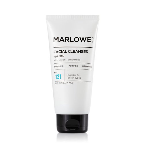 MARLOWE. No. 121 Facial Cleanser 6 oz, Daily Mens Face Wash with Natural Extracts & Antioxidants, Soothes, Purifies, Refreshes, Thick Lather, Fresh Woodsy Scent