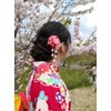 CRB Fashion Womens Kimono Traditional Tsumami Kanzashi Outfit Wedding Japanese Asian Yukata Hair Tie Flower Floral Fan Barrette Clip (Pink Multi Leaf)