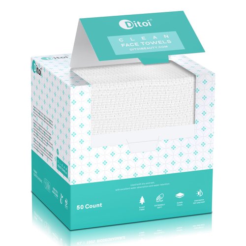 Ditoi Graphene Disposable Face Towel, Black Daily Facial Tissues, Super Soft and Thick Face Towels XL, Makeup Remover Dry Wipes, Facial Clean Cloths for Sensitive Skin, 10"×12" 50 Count (1 Pack)