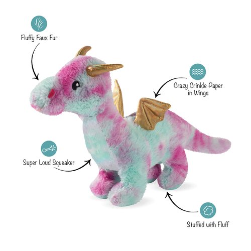 FRINGE STUDIO Dog Toy, Magenta Dragon-Plush Pet Toy (289366), Multicolor