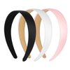 3 PCS Satin Headbands 1.1Inch Wide Hard Hair Bands Non Slip Fashion Plain Head Band Solid Hairband Halloween Christmas Cosplay DIY Holiday Hair Accessories for Women Girls