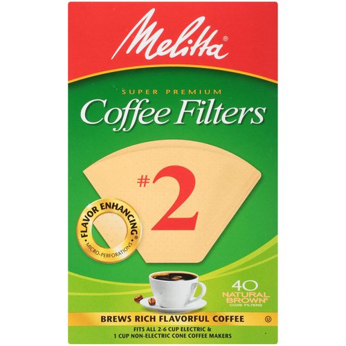 Melitta 612412 #2 Natural Brown Cone Coffee Filters 40 Count