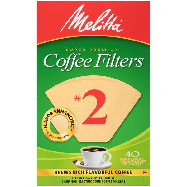 Melitta 612412 #2 Natural Brown Cone Coffee Filters 40 Count