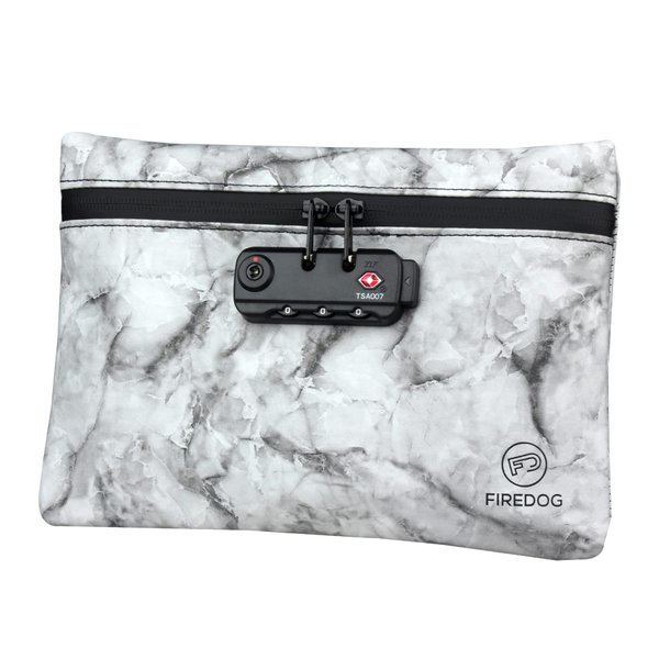 FIREDOG Smell Proof Bag with Combination Lock,6"x9" Odor Proof Pouch Case Container for Travel Storage (Marble Black)