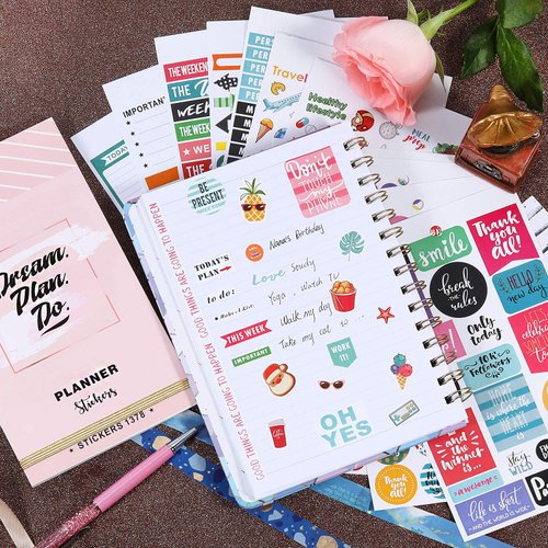 Planner Stickers Pack - 28 Sheets / 1378 Stickers, Stylish Variety Assortment Bundle Planner Accessories for Planning or Decorating Planners, Journals & Calendars, Re-stic as Special Design