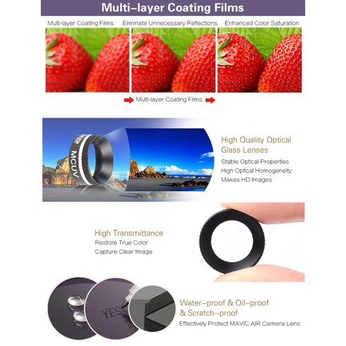 CZFRIEND Camera Lens Filter Set Accessories Hood Lens Protection for DJI Mavic AIR Drone Quadcopter- ND4 +ND8 + ND16 + ND32 + MUCV + CPL