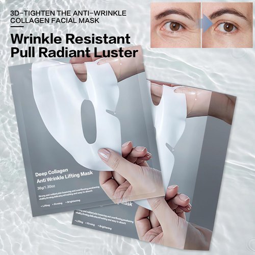 Deep Lifting Collagen Mask, Anti Wrinkle Collagen Mask, Deep Collagen Mask Overnight, Bio-Collagen Mask, Collagen Face Mask Overnight, For Lifting, Firming, Anti Wrinkle and Moisturizing (4PC)