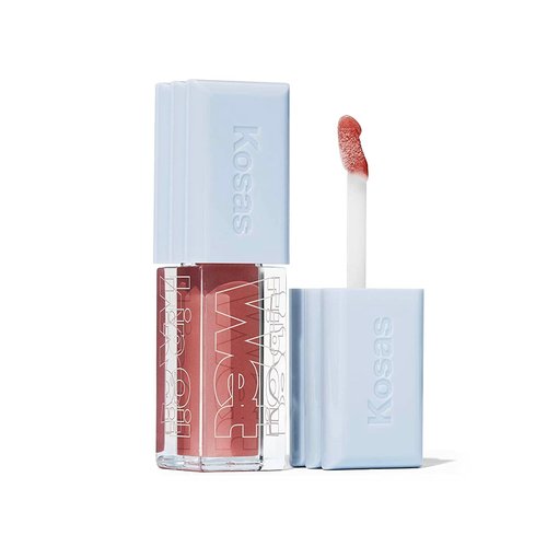 Kosas Wet Lip Oil Gloss - Hydrating Lip Plumping Treatment with Hyaluronic Acid & Peptides, Non-Sticky Finish (Unbuttoned)