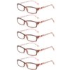 Reading Glasses 5 Pairs Fashion Ladies Readers Spring Hinge with Pattern Print Eyeglasses for Women (5 Pack Purple, 3.5)