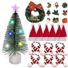 1/12 Scale Dollhouse Christmas Decorations – 8inch Pre-Decorated Mini Desktop Christmas Tree, Miniature Wreath, Hats & Scarves – Perfect Holiday Accessories for Dollhouse Décor