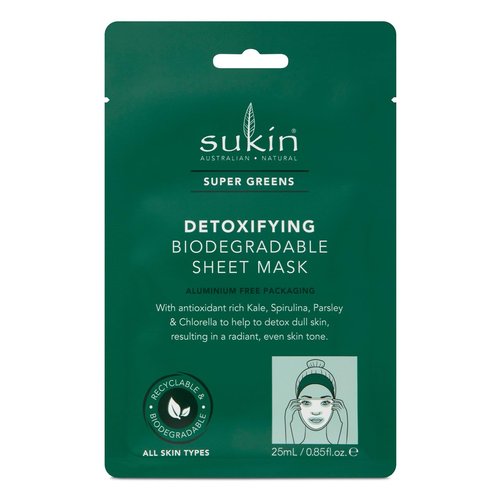 Sukin Super Greens Detoxifying Sheet Mask Sachet (Pack of 8)