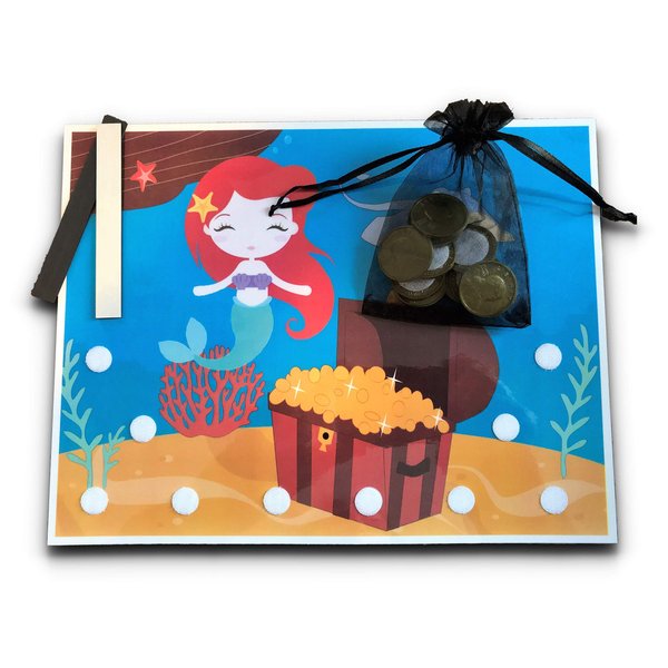 Behavior Chart for Kids, Help Your Mermaid Collect Treasure, Complete with Movable Gold Coins