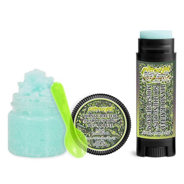Mind Peace Soul Soothing & Luscious Lips by OverSoyed Exfoliator & Chapped Lip Repair Lip Care Combo | Artisan Handcrafted to Order Herbal Relaxing Woody Floral Musky Flavored Exfoliating Sugar Lip Scrub & Lip Moisturizer Balm Gift Set