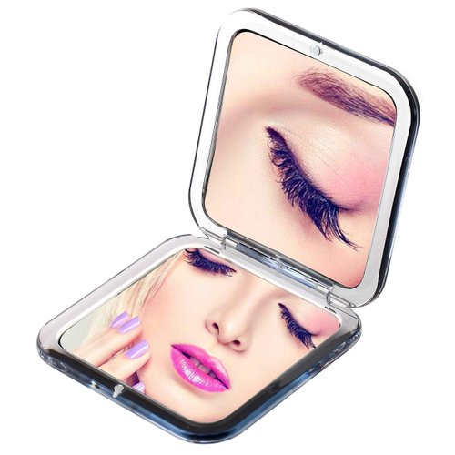 Miss Sweet Compact Mirror for Purse Pocket Mirror True Image&10X Magnification (Black)