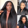 12 Inch Kinky Straight Clip ins Hair Extensions for Black Women Full Head Yaki Straight Seamless Clip ins Synthetic Hair Pieces 4 Pieces with 11 clips