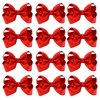 12 PCS 3" Hair Bow Clips Red Grosgrain Ribbon Solid Color Hair Bow with Alligator Clips Hair Accessories for Teen Toddler Little Girls (Red)