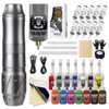 Tattoo Kit Tattoo Gun Wireless Rotary Tattoo Machine with Tattoo Power Supply 1600mAh LCD digital Lithium Tattoo Battery Complete 10Pcs Cartridge 14 inks EM155TI201-7