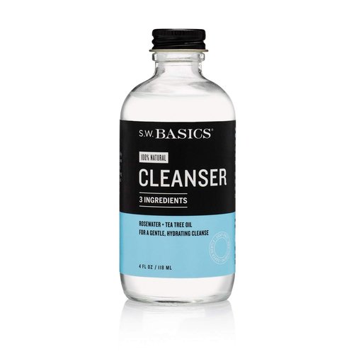 S.W. Basics Cleanser, Natural Rosewater and Tea Tree Oil Face Wash, Sensitive Skin and Cruelty Free, 4.0 fl oz