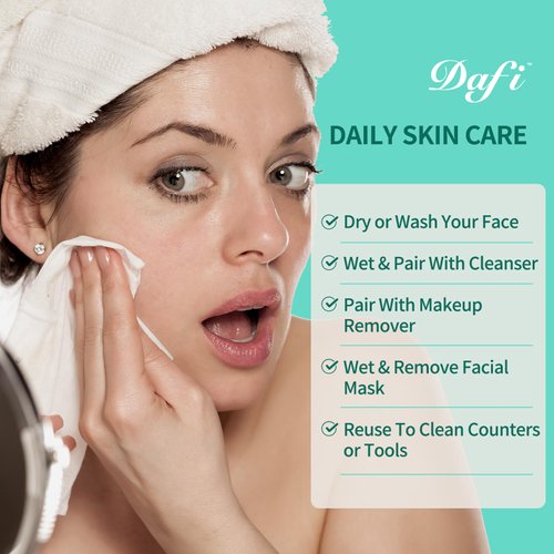 DAFI Disposable Face Towels, Dry Wipes 60 Count, Extra Thick Soft Facial Towels for Sensitive Skin, Makeup Removing, Cleansing, Nursing, Travel, 7×8 Inches