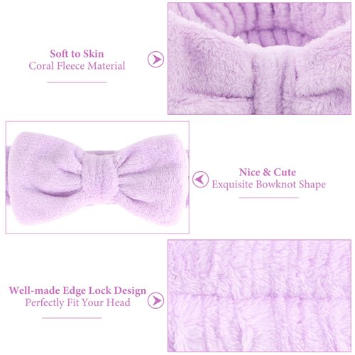 Ondder Skincare Spa Makeup Headband for Washing Face Terry Cloth Face Wash Headband Head Band for Skin Care Soft Make Up Headbands Bow Hair Band for Women Girls Spa Hair Accessories for Spa Party