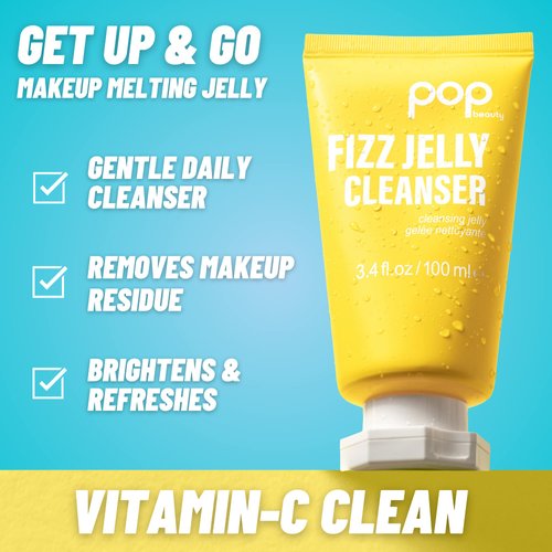 POPBEAUTY Fizz Jelly Cleanser | Textured Jelly Face Wash | Cleanses and Brightens Skin | Removes Makeup Residue | 3.4 Fl Oz