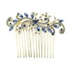 Faship Sparkling Navy Blue Crystal Floral Hair Comb