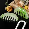Geiserailie 2 Pieces Jade Combs Massage Stone Hair Comb Guasha Scraping Scalp Comb Facial Massage Tool Multifunctional Handheld Head Tools for Valentine's Day Mother's Day Gift(Elegant Style)