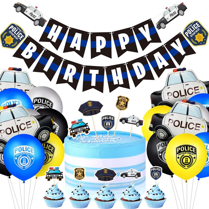 46 Pieces Police Birthday Party Decorations Set Include 20 Police Party ...