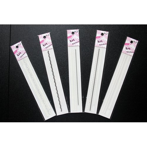 Black & White Lace Sticker For Nail Art . Set of 5 /III/