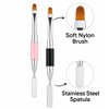 2Pcs Dual-Ended Nail Art Brush and Spatula Set - Pink & Black UV Gel Nail Tools for Poly Extension, Sculpture Gel - Manicure Design Kit for Salon & DIY Use