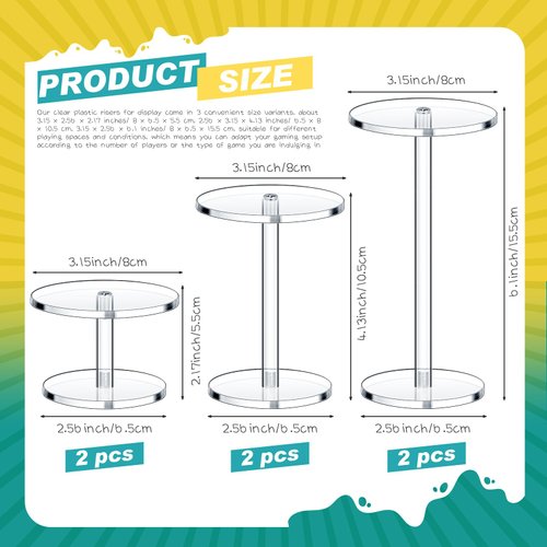 Burbell 6 Pieces Flying Miniatures Acrylic Display Stand Flying Miniatures Combat Riser Round Clear Flight Acrylic Stands for Display Tabletop RPG Board Game Cake