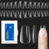 Beetles Gel Nail Kit 504Pcs Pre shaped Clear Short Coffin Full Cover False Acrylic Press on Nail Tips for Gel Art Soak Off Easy Poly Nail Extensions Holiday Gift for Women
