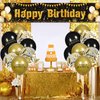 Black Gold Birthday Banner Balloons Decorations, Black and Gold Happy Birthday Yard Banner 18PCS Birthday Confetti Balloons for Boys Girls Men Women Anniversary Birthday Party Supplies Outdoor Decor