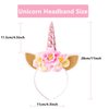 Nishine Glitter Unicorn Horn Headband Simulated Rosebush Crown Tiaras Hair Band for Birthday Unicorn Party Supplies (Pink)