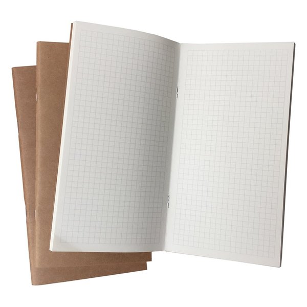 Travelers Notebook Inserts - Graph Refills for Standard Size Travelers Notebook, Set of 3, Total 192 Pages, 8.25 x 4.25 Inches