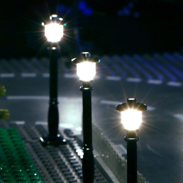15pcs City Street Light Led (10 in 1 USB Powered) Building Block Lamp Compatible with Lego Bricks 2039 11062 (Black Column White Light)