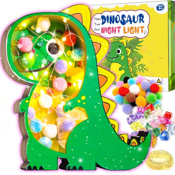 YOFUN DIY Wooden Dinosaur Night Lights, Dinosaur Toys for Kids, Dinosaur Craft Kit for Kids, Christmas, Birthday Gifts for Boys & Girls Age 5 6 7 8 9 10 Years Old
