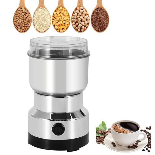 Moongiantgo Coffee Grinder Electric, Mini Spice Grinder, 200W 10s Fast Grinding, Dry Grain Mill for Spices Seeds Rice Beans Seasonings, with Replacment Stainless Steel Blade (Silver, 110V)