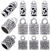 60pcs Antique Silver Cord End Caps Tibetan Alloy Flower Patterns Glue-in Tassel Leather End Caps Buckle Tips Accessories for DIY Craft Necklace Bracelet Jewelry Making, 3 Styles
