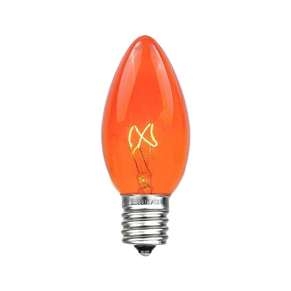 Novelty Lights Incandescent Christmas Replacement Bulbs - Indoor/Outdoor Individual Bulbs for Christmas Tree, Display, & More - C9/E17 Intermediate Base, 7 Watt Lights (Orange, 25 Pack)