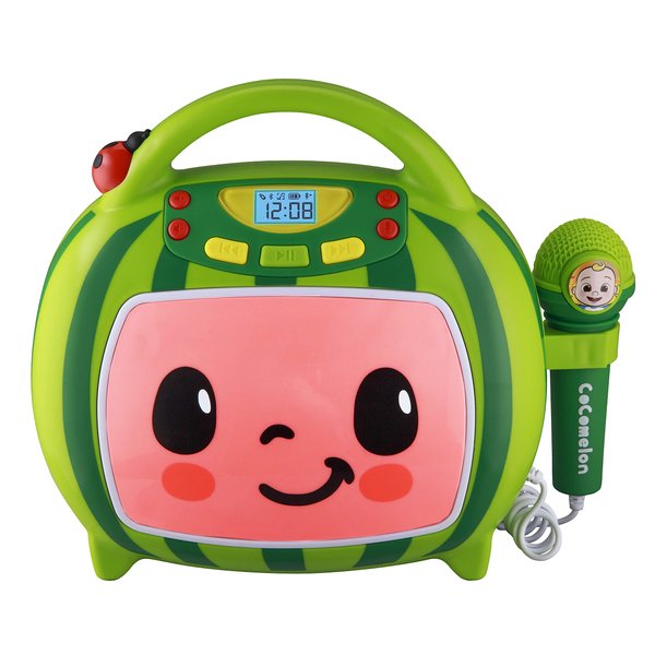 eKids Cocomelon Karaoke Machine, Portable Bluetooth Party Speaker with Microphone for Kids, Built-in Cocomelon Songs and Speaker with USB Port to Play Music