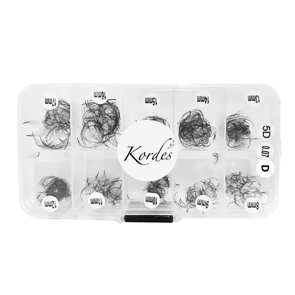Kordes D Curl Premade Fans Lash Extensions Mix Size 8mm-17mm - Promade Volume Eyelash Extensions D Curl (5D)