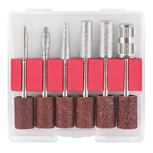 6pc Nail Art Drill Bits and Sanding Bands Compatible for AIRSEE/MelodySusie/OVX/JEWHITENY/COSITTE Electric Nail Drill, 3/32 inch Nail Bits for Nail Drill