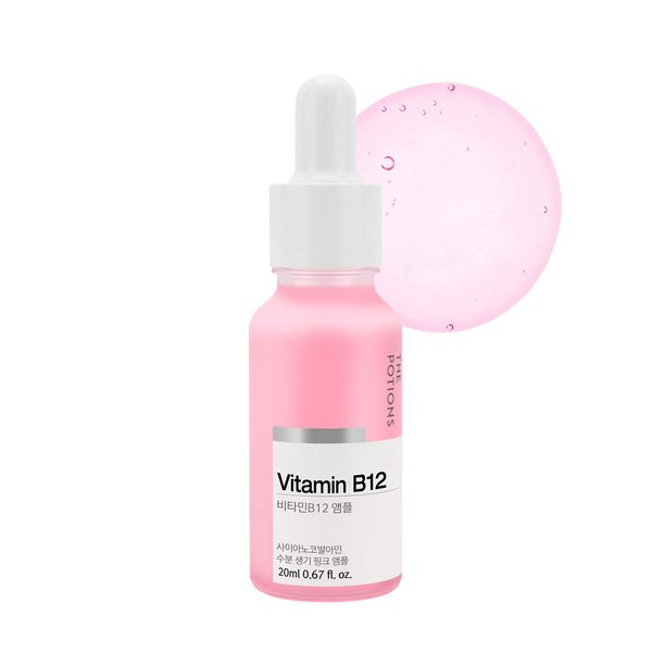 The Potions Vitamin B12 Facial Ampoule | Revitalize Uneven Skin Tone, Collagen Booster, Elasticity | Korean Skincare, Cruelty-free, Hypoallergenic - 20ml